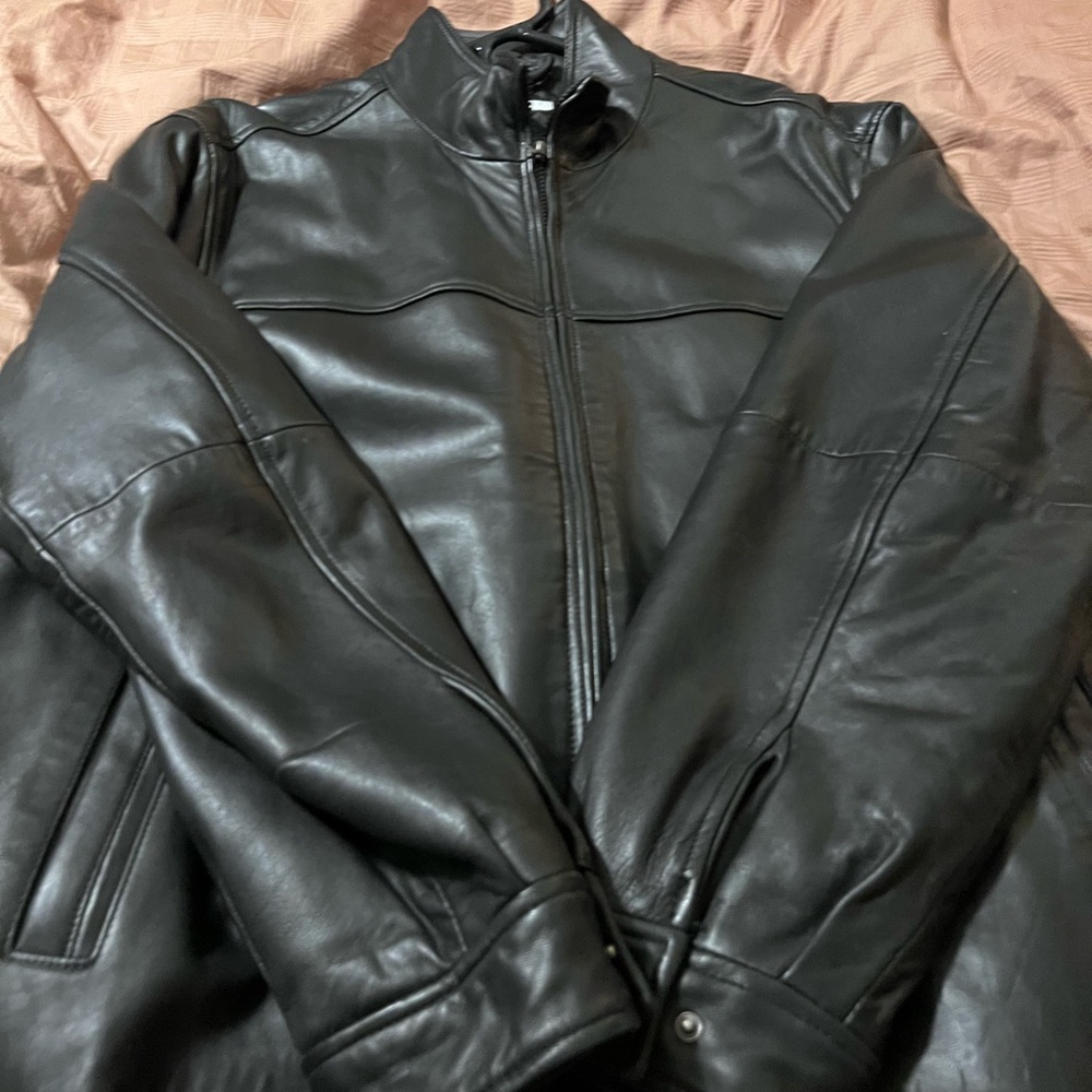 Perry Ellis Lambskin Black Leather Jacket Very Soft Gem